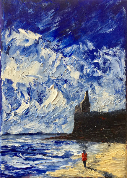 Greenan castle red coat oil painting