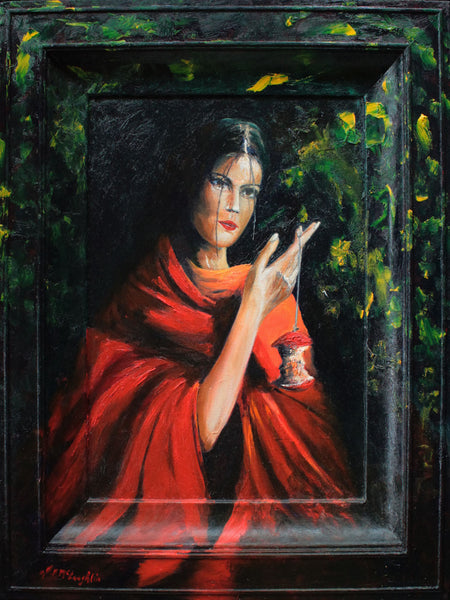 Tempted. Original oil painting J P McLaughlin