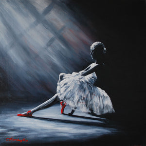 Ballerina with red shoes