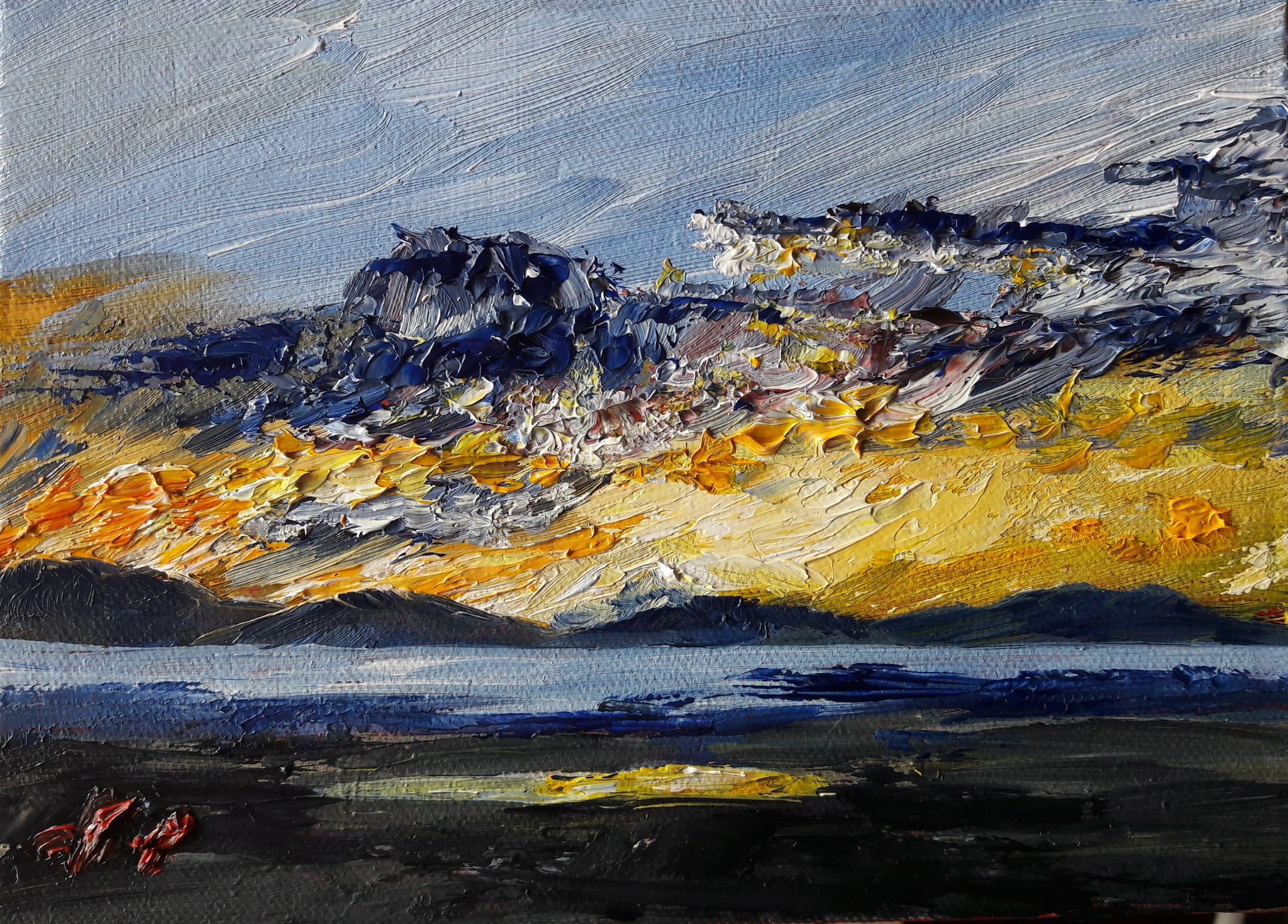 Sunset Arran, oil painting